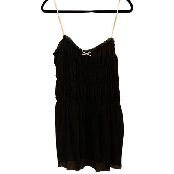 Zara Dresses & Skirts - Zara Women's Black Mini Dress with Bow Size L Party Cocktail Romantic Goth NWT